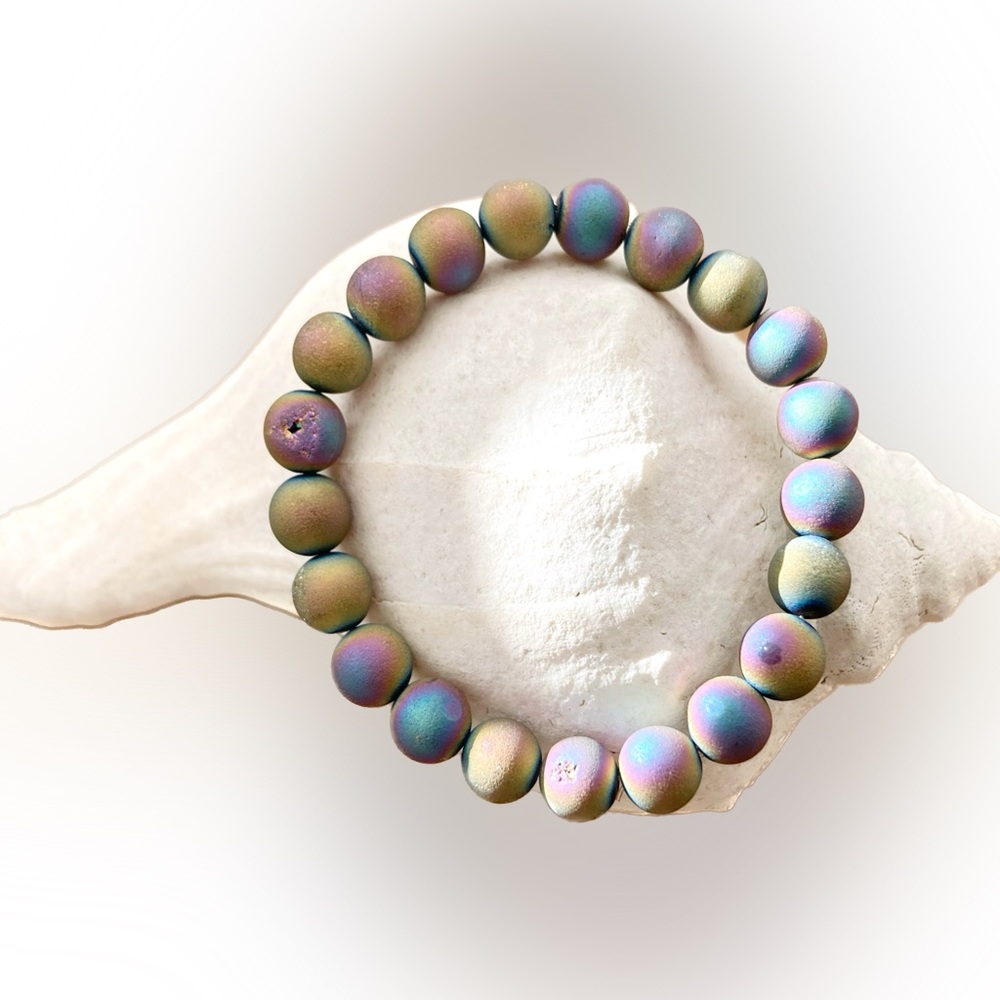 Frosted Druzy Peacock Ore Bracelet - Picture 5 of 9